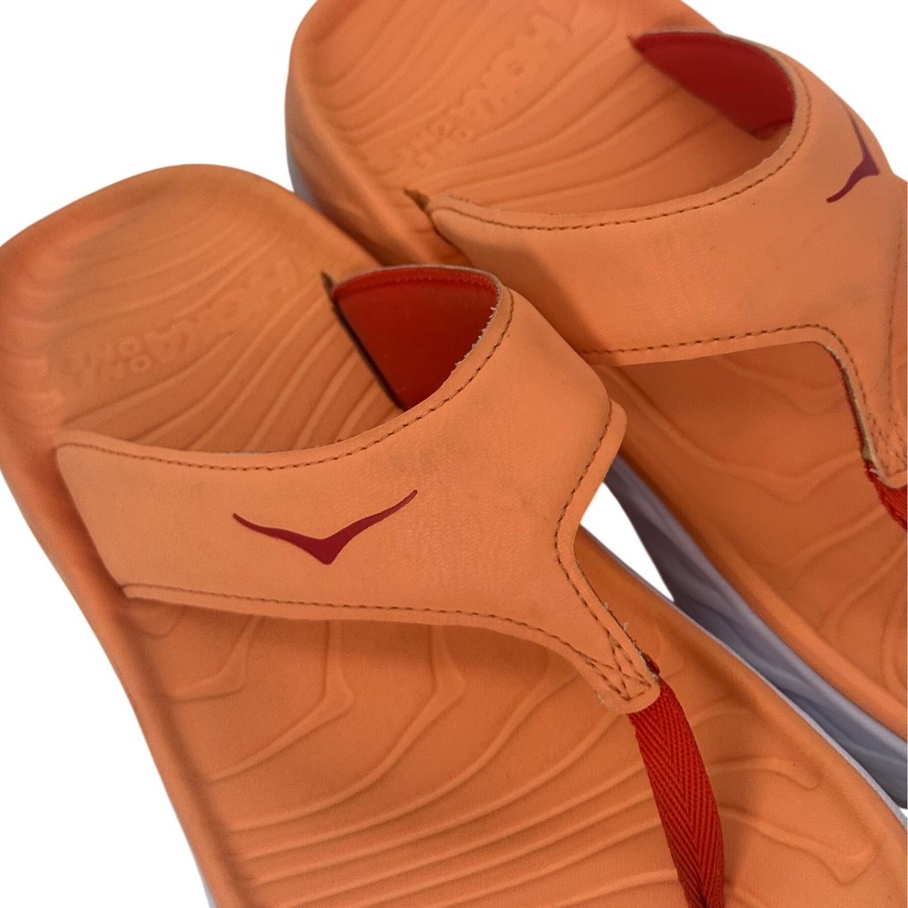 Hoka One One Ora Recovery Flip Sandals Orange Mens 9 Womens 11 unisex - Picture 3 of 11